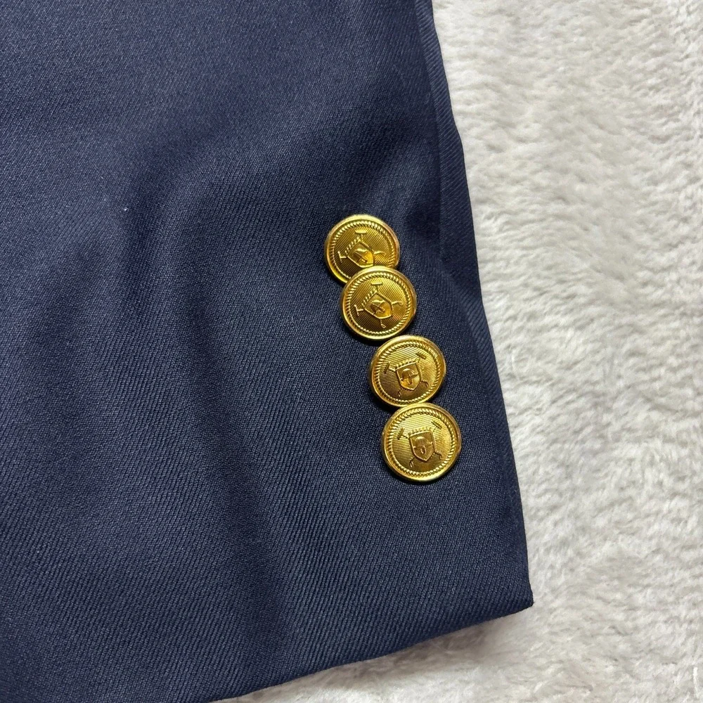 Lauren Ralph Lauren Blazer Mens 44R Navy Blue Gold Buttons Suit Jacket Wool READ